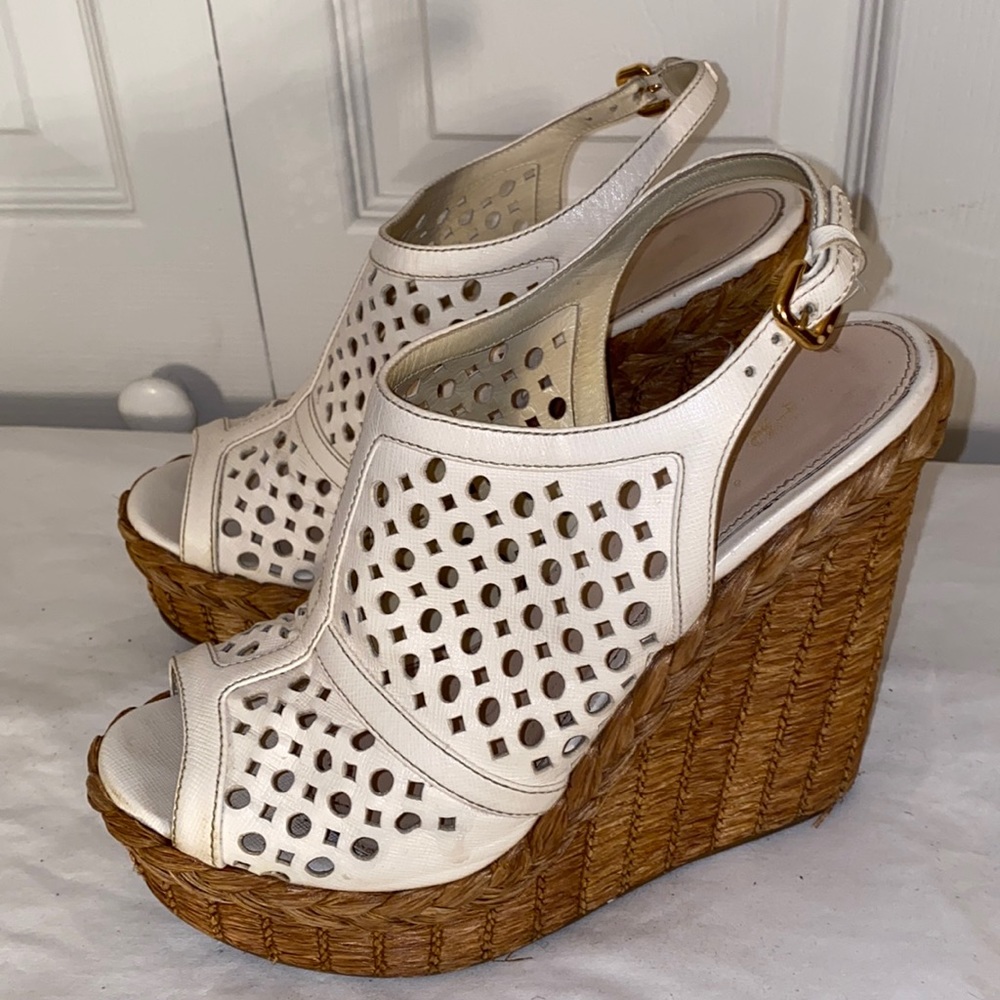Prada cutout leather espadrilles